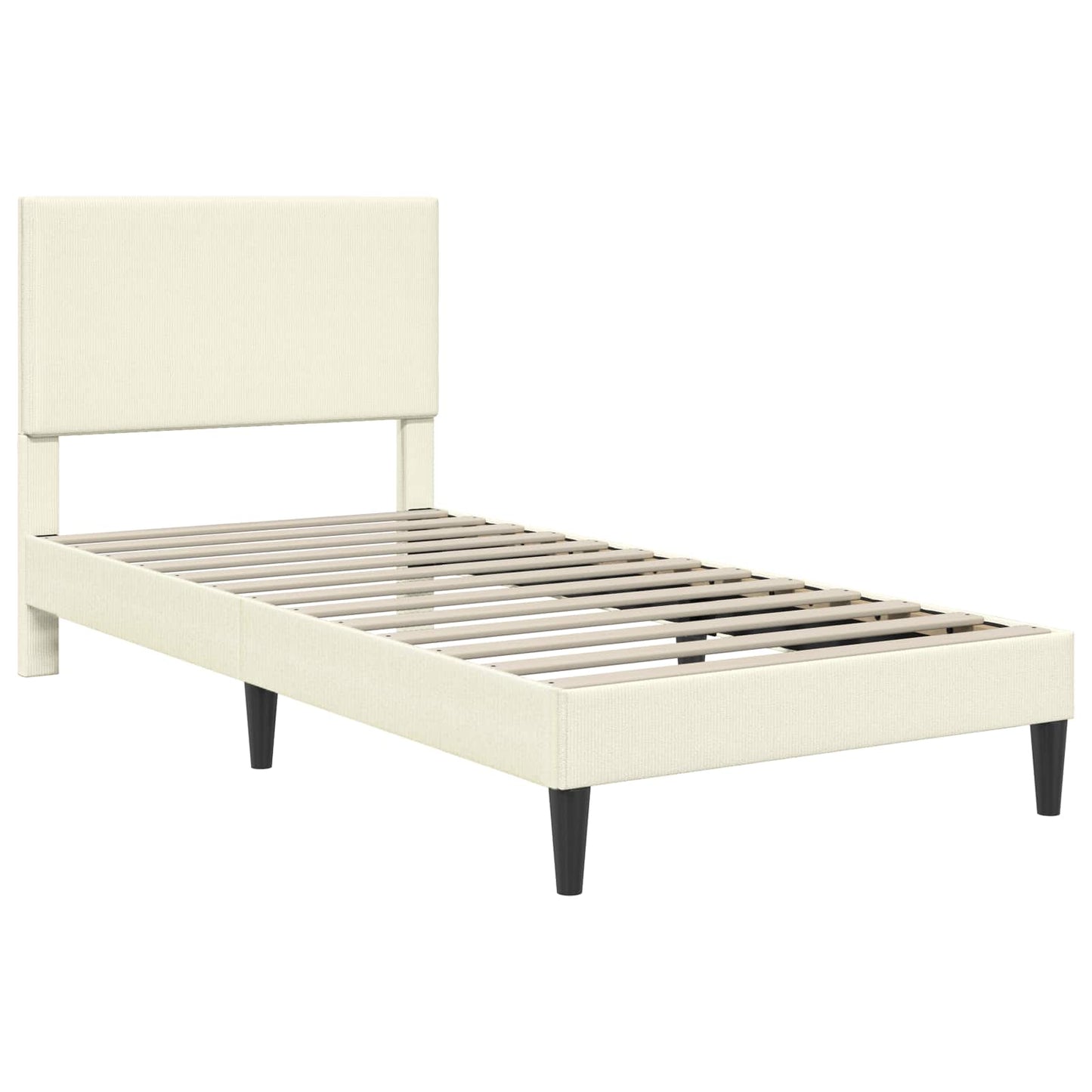 vidaXL Σκελετός Κρεβατιού Κρεμ 90 x 200 cm Υφασμάτινο Κορντουρά