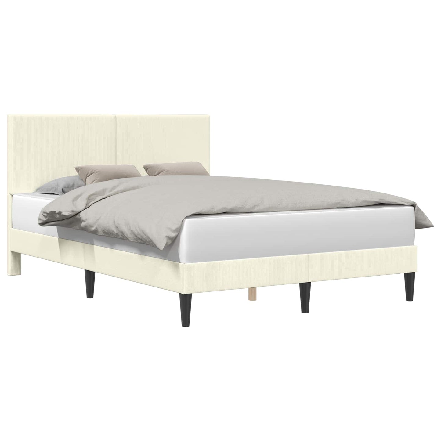 vidaXL Σκελετός Κρεβατιού Κρεμ 120 x 190 cm Υφασμάτινο Κορντουρά