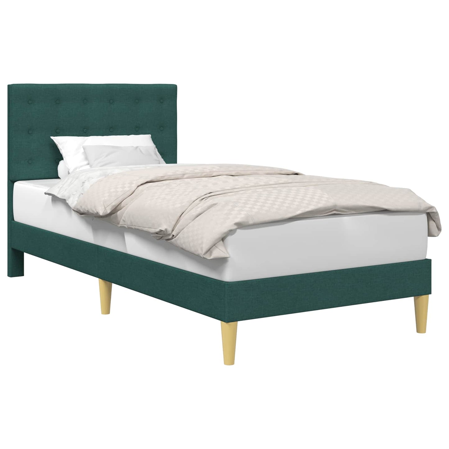 vidaXL Σκελετός Κρεβατιού Σκούρο Πράσινο 90 x 190 cm Ύφασμα