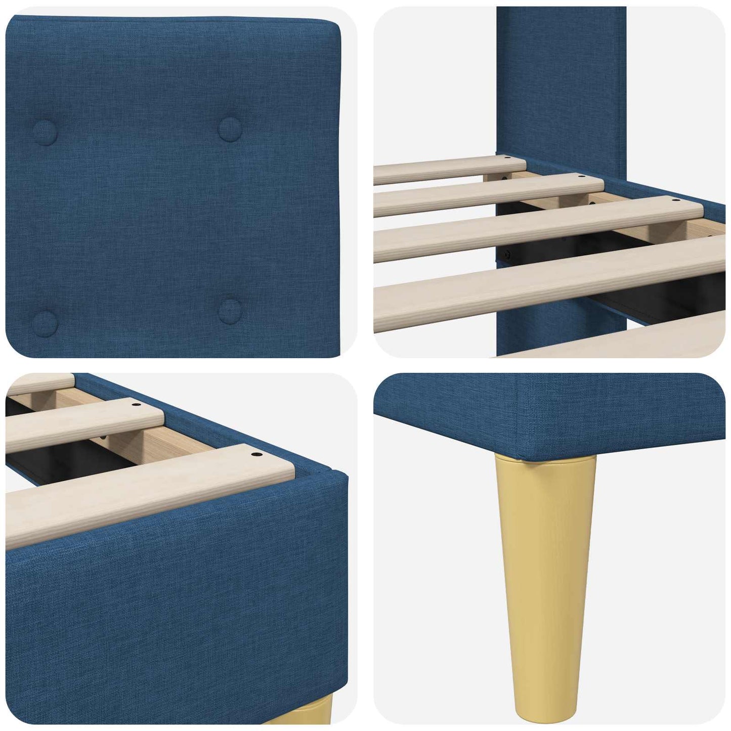 vidaXL Σκελετός Κρεβατιού με κεφαλάρι Μπλε 90 x 190 cm Ύφασμα