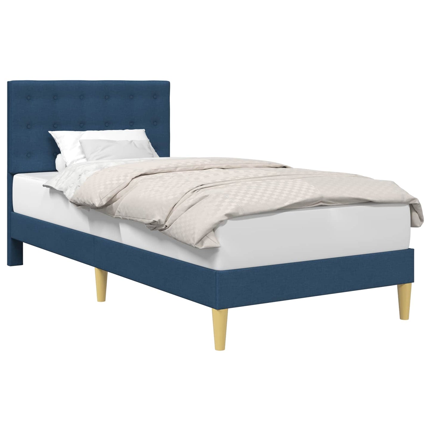 vidaXL Σκελετός Κρεβατιού με κεφαλάρι Μπλε 90 x 190 cm Ύφασμα
