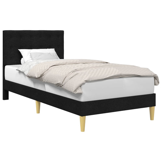vidaXL Σκελετός Κρεβατιού με κεφαλάρι Μαύρο 90 x 200 cm Ύφασμα
