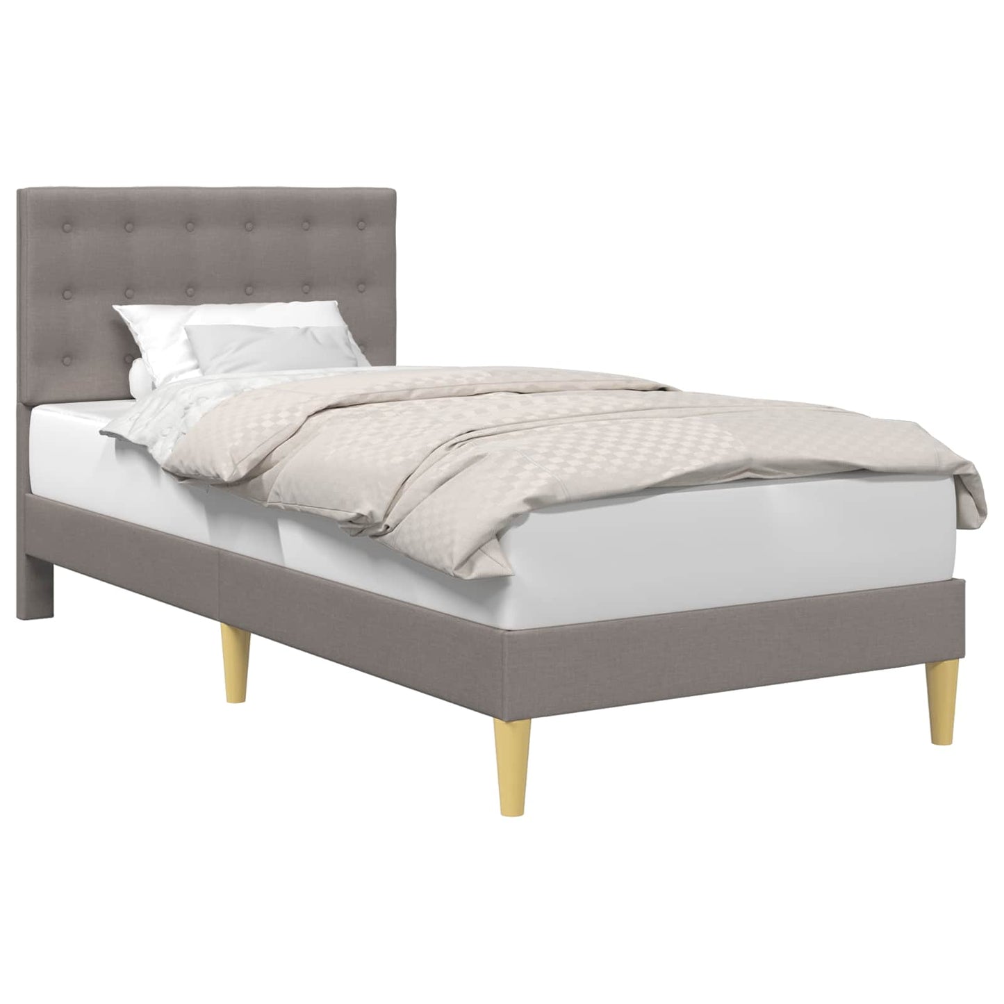 vidaXL Σκελετός Κρεβατιού με κεφαλάρι Taupe 90 x 200 cm Ύφασμα