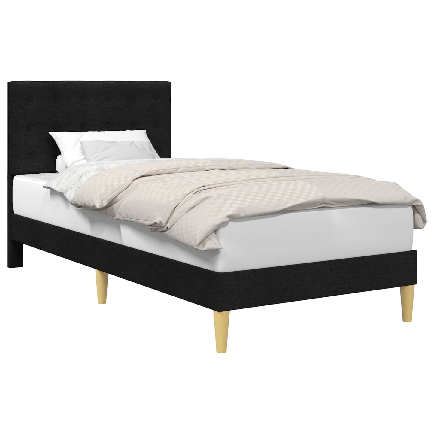 vidaXL Σκελετός Κρεβατιού με κεφαλάρι Μαύρο 100 x 200 cm Ύφασμα