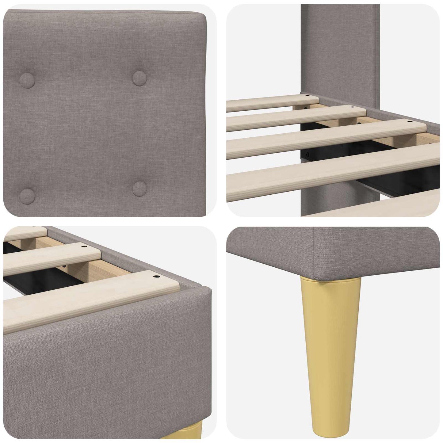 vidaXL Σκελετός Κρεβατιού με κεφαλάρι Taupe 120 x 190 cm Ύφασμα