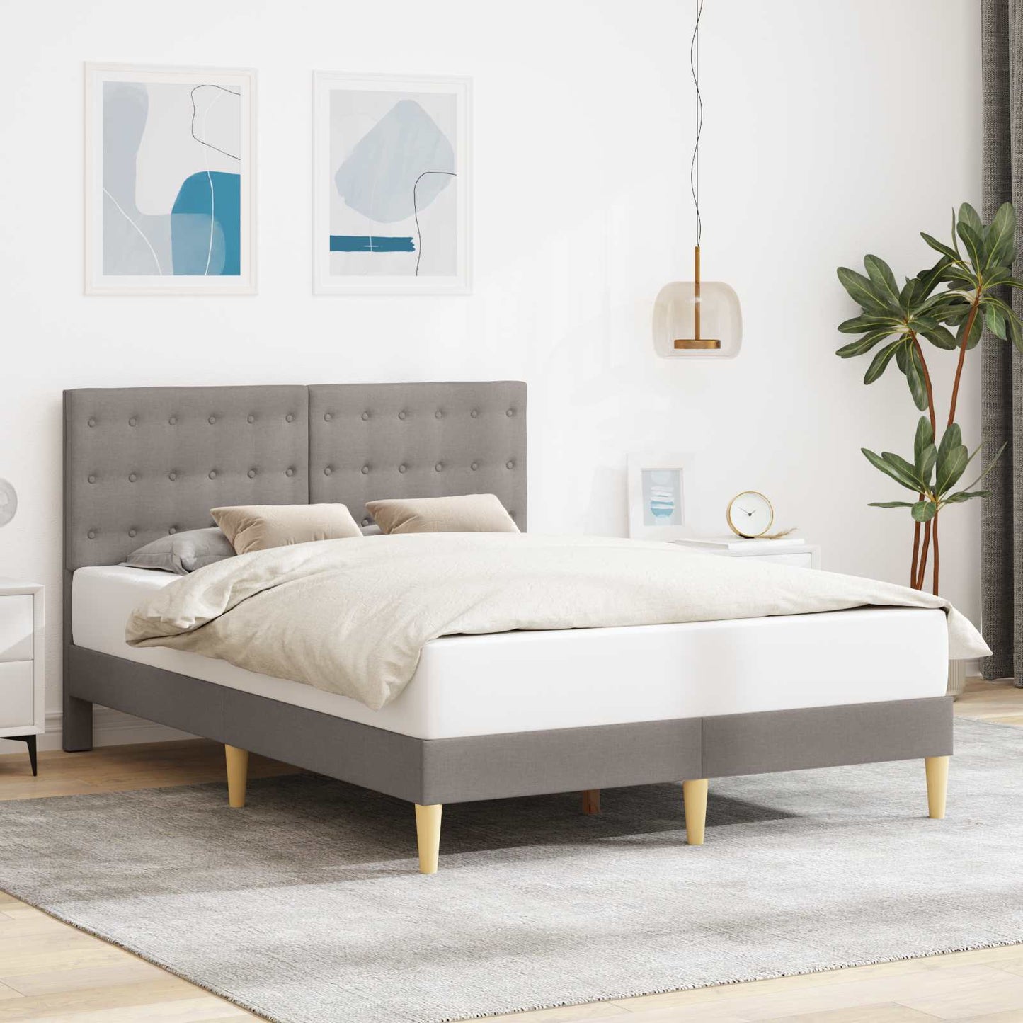 vidaXL Σκελετός Κρεβατιού με κεφαλάρι Taupe 120 x 190 cm Ύφασμα