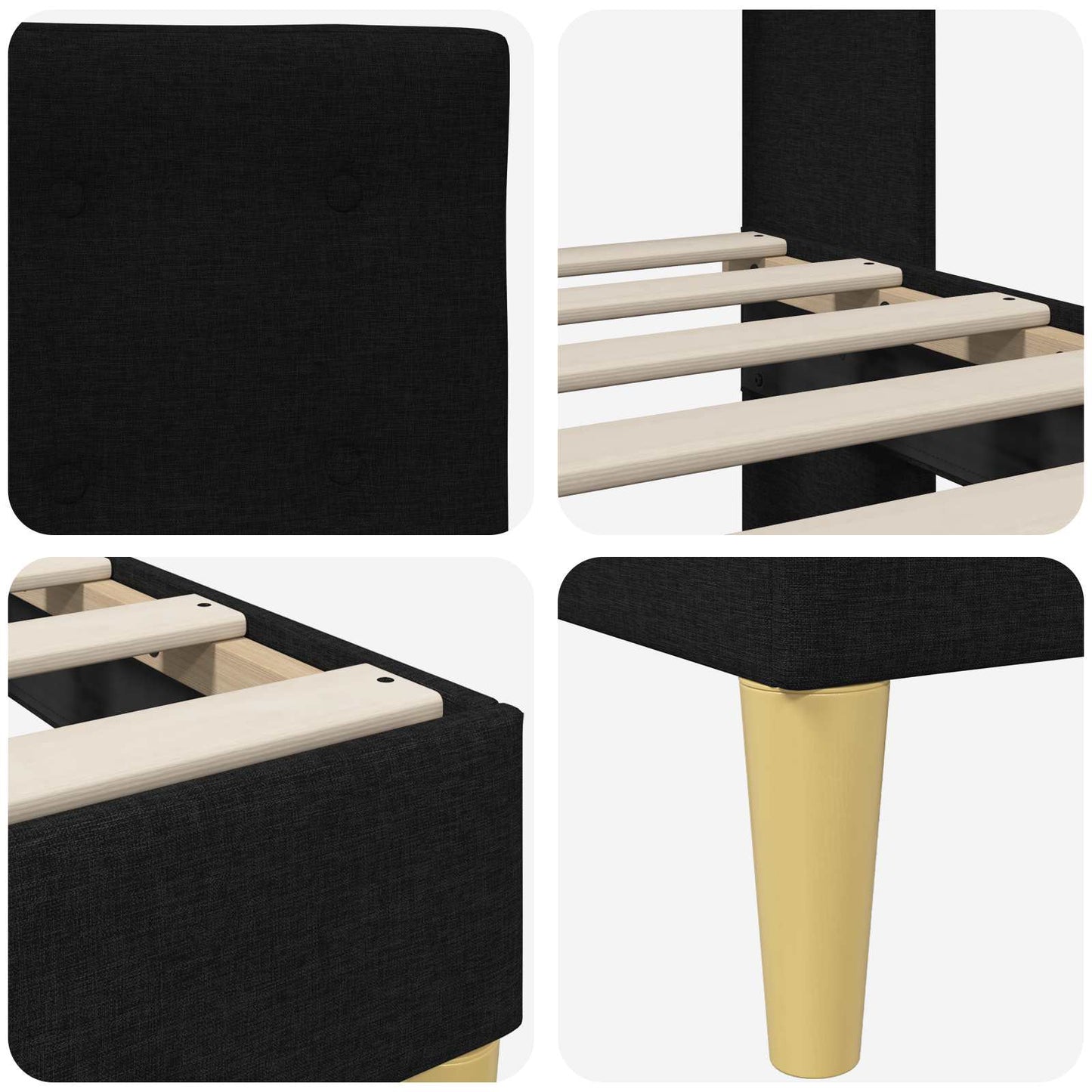 vidaXL Σκελετός Κρεβατιού με κεφαλάρι Μαύρο 120 x 200 cm Ύφασμα