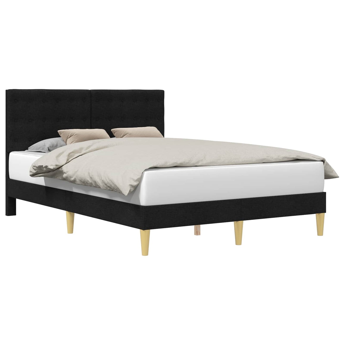 vidaXL Σκελετός Κρεβατιού με κεφαλάρι Μαύρο 140 x 200 cm Ύφασμα