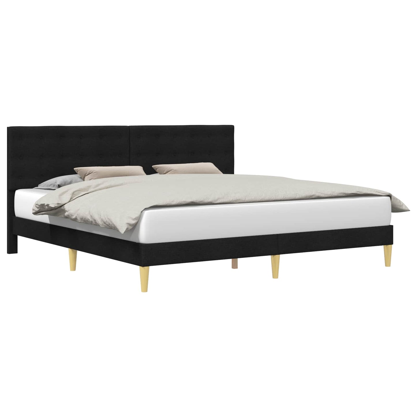 vidaXL Σκελετός Κρεβατιού με κεφαλάρι Μαύρο 200 x 200 cm Ύφασμα