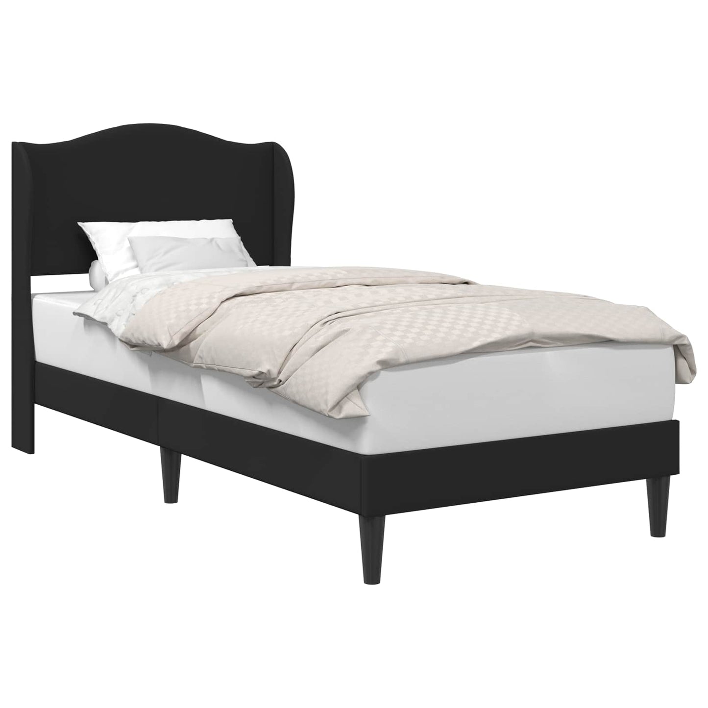 vidaXL Σκελετός Κρεβατιού με κεφαλάρι Μαύρο 90 x 200 cm Τεχνητό Δέρμα
