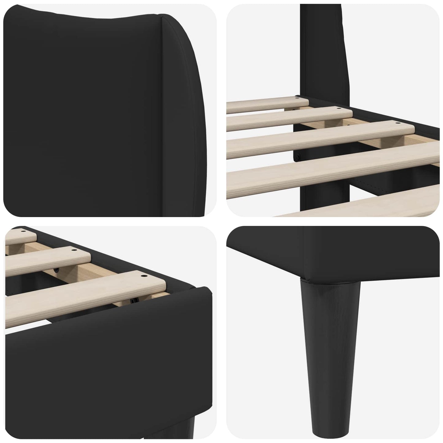 vidaXL Σκελετός Κρεβατιού με κεφαλάρι Μαύρο 100 x 200 cm Τεχνητό Δέρμα