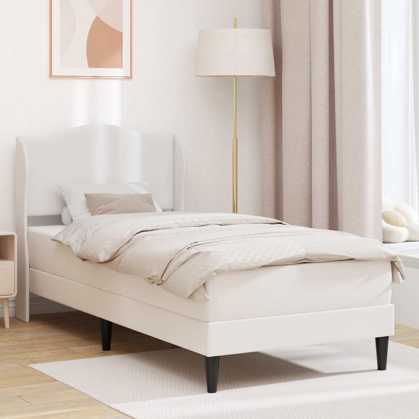 vidaXL Σκελετός Κρεβατιού με κεφαλάρι Λευκό 100 x 200 cm Τεχνητό Δέρμα