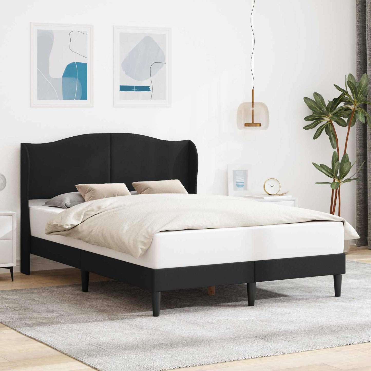 vidaXL Σκελετός Κρεβατιού με κεφαλάρι Μαύρο 120 x 200 cm Τεχνητό Δέρμα