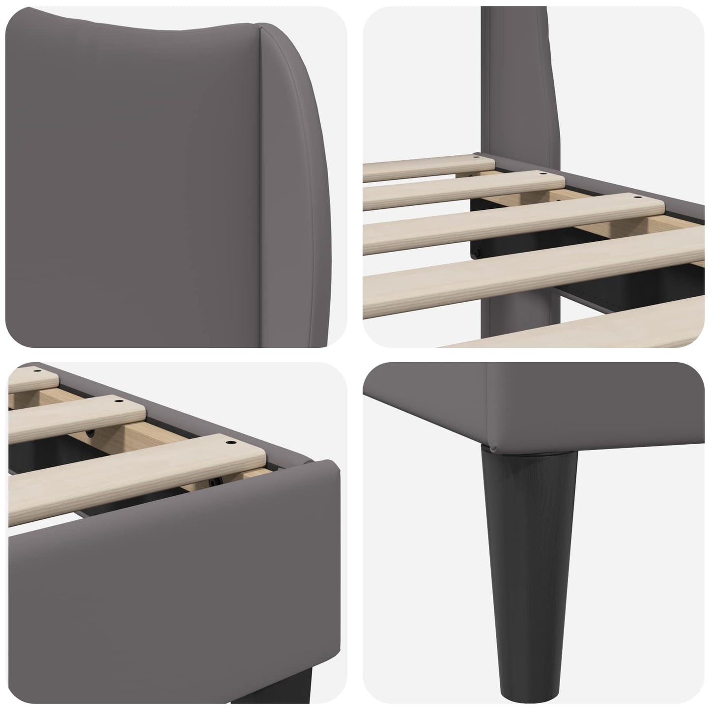 vidaXL Σκελετός Κρεβατιού με κεφαλάρι Γκρι 140 x 200 cm Τεχνητό Δέρμα