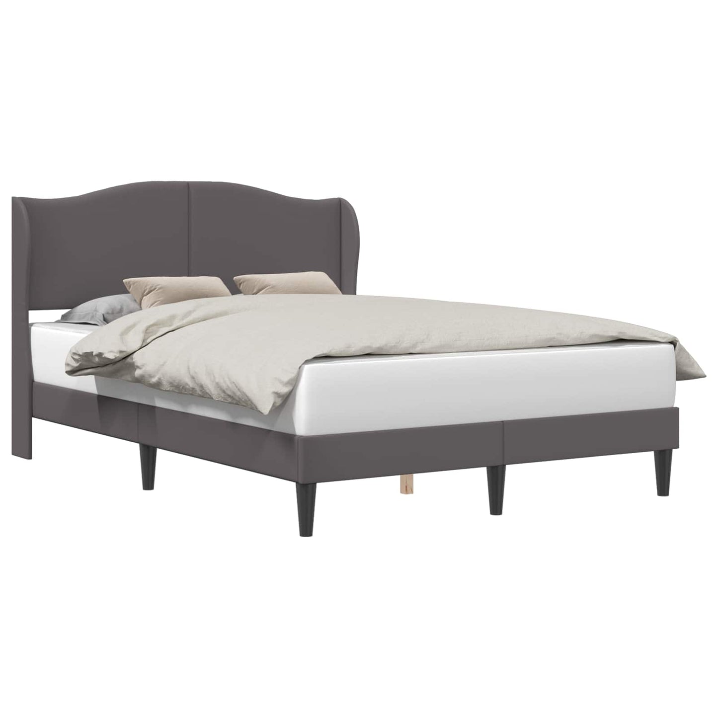 vidaXL Σκελετός Κρεβατιού με κεφαλάρι Γκρι 140 x 200 cm Τεχνητό Δέρμα