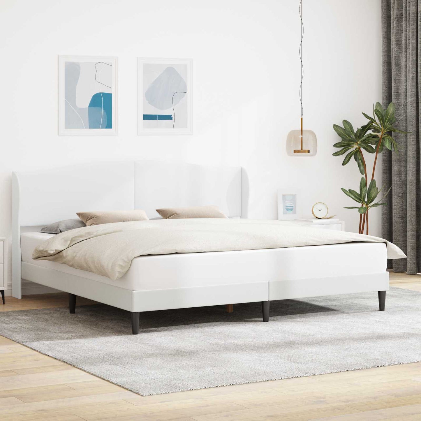 vidaXL Σκελετός Κρεβατιού με κεφαλάρι Λευκό 180 x 200 cm Τεχνητό Δέρμα