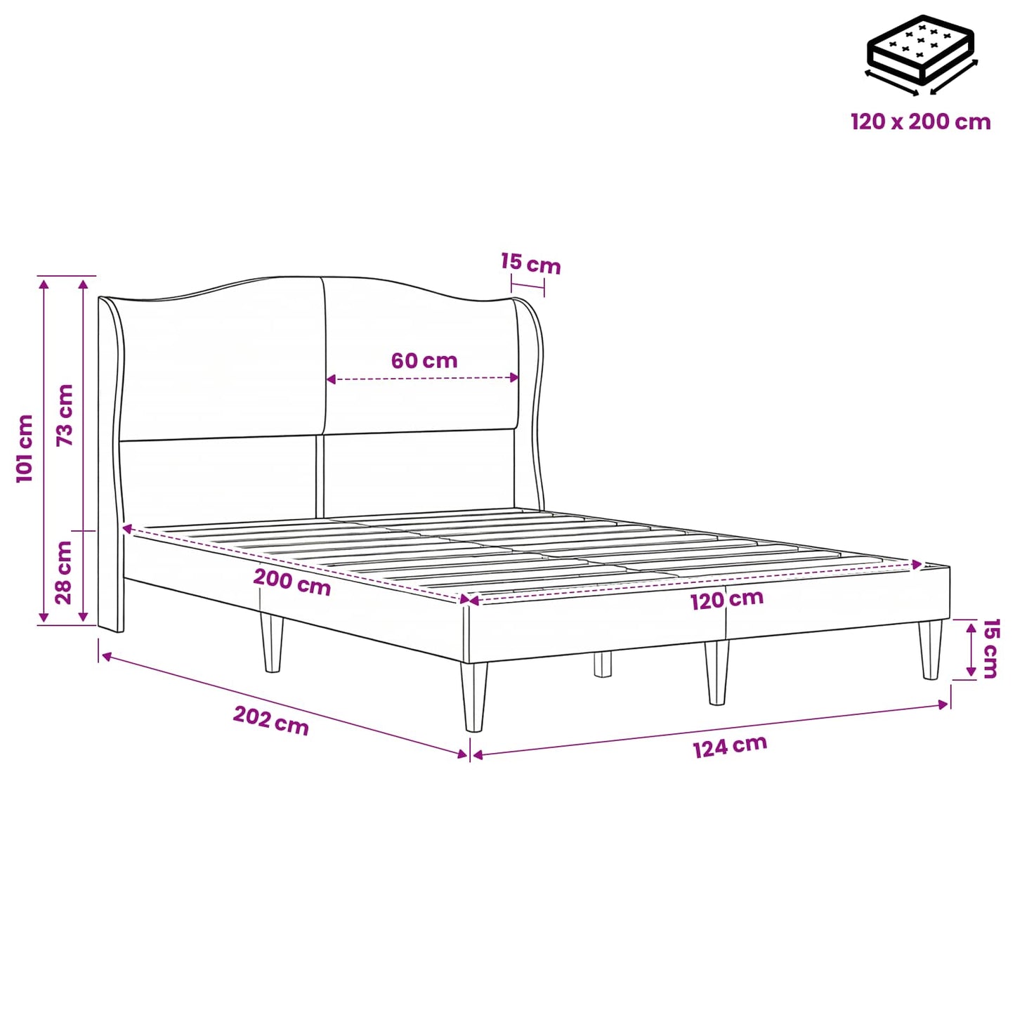 vidaXL Σκελετός Κρεβατιού με κεφαλάρι Ροζ 120 x 200 cm Βελούδο