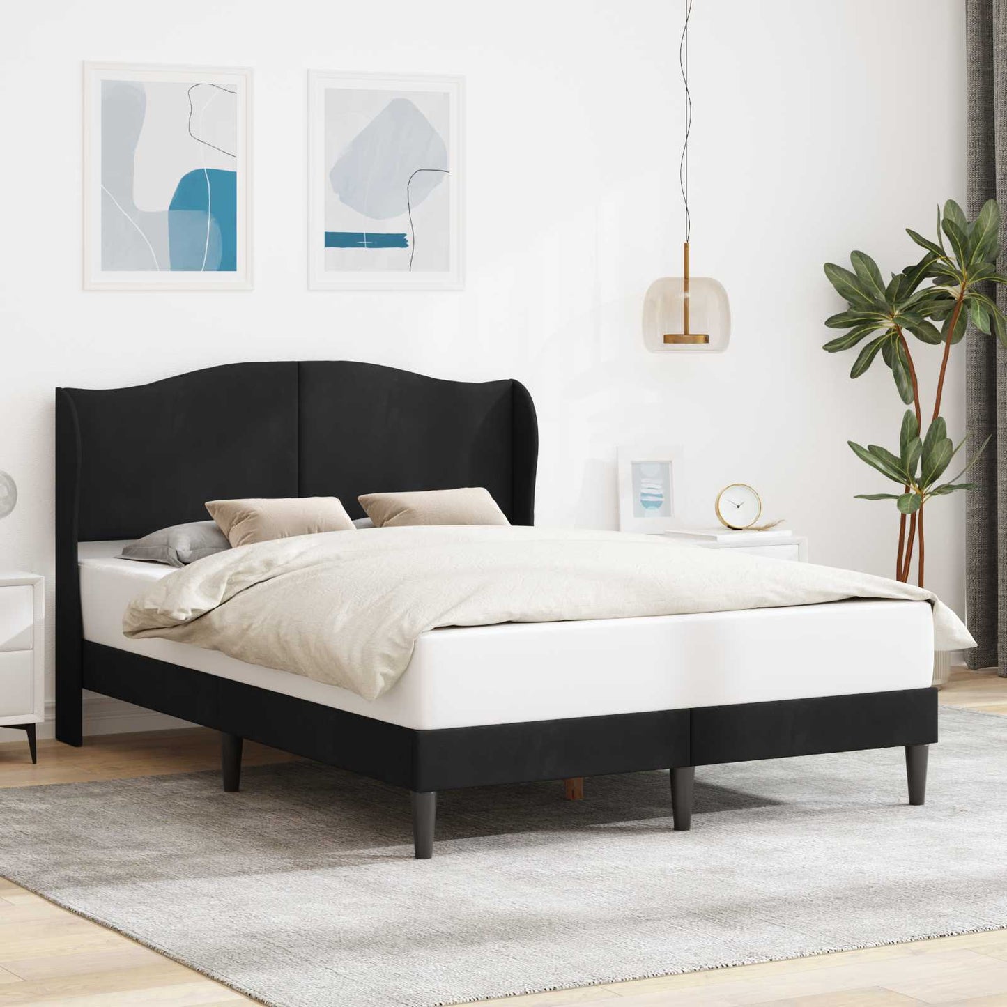 vidaXL Σκελετός Κρεβατιού με κεφαλάρι Μαύρο 140 x 190 cm Βελούδο