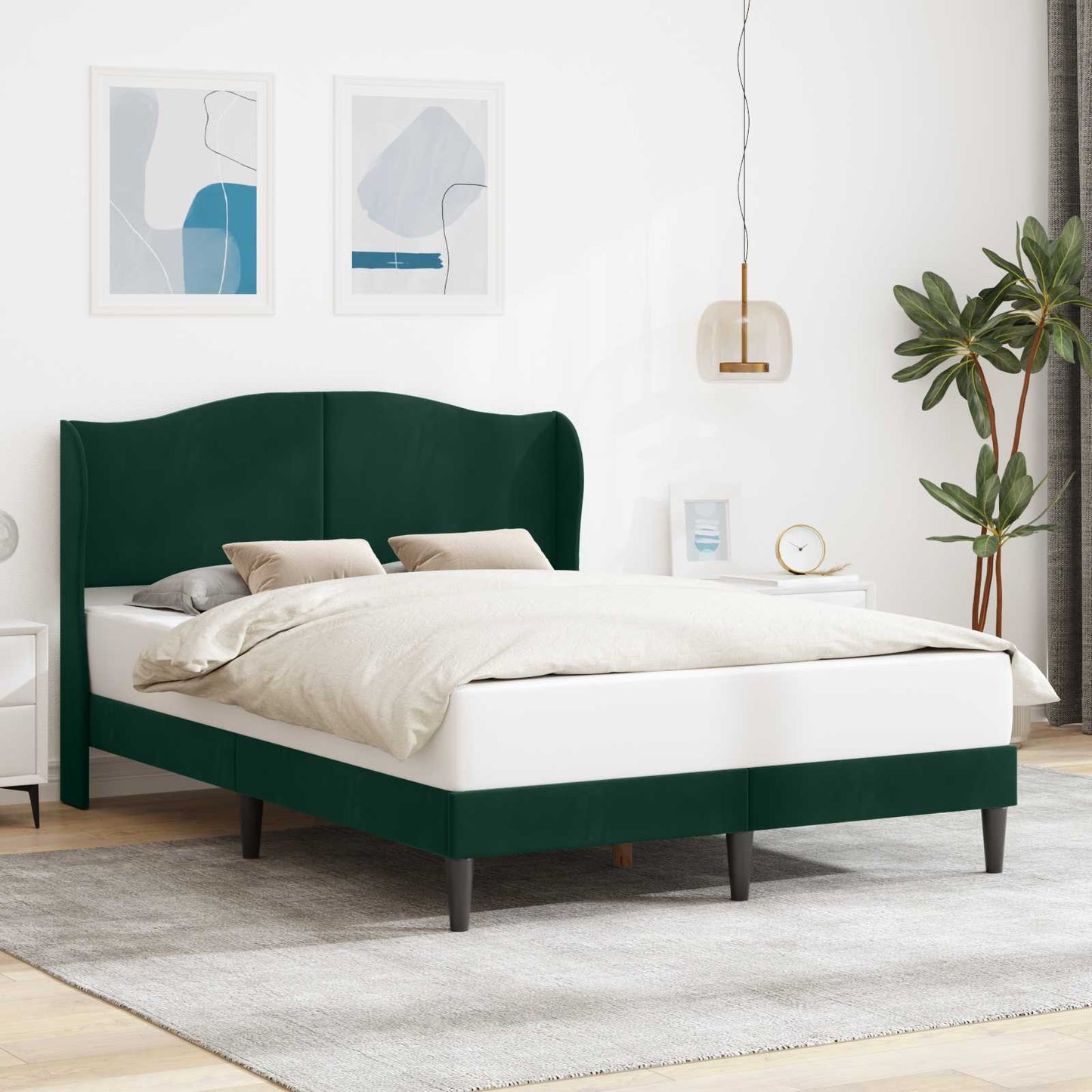 vidaXL Σκελετός Κρεβατιού Σκούρο Πράσινο 160 x 200 cm Βελούδο