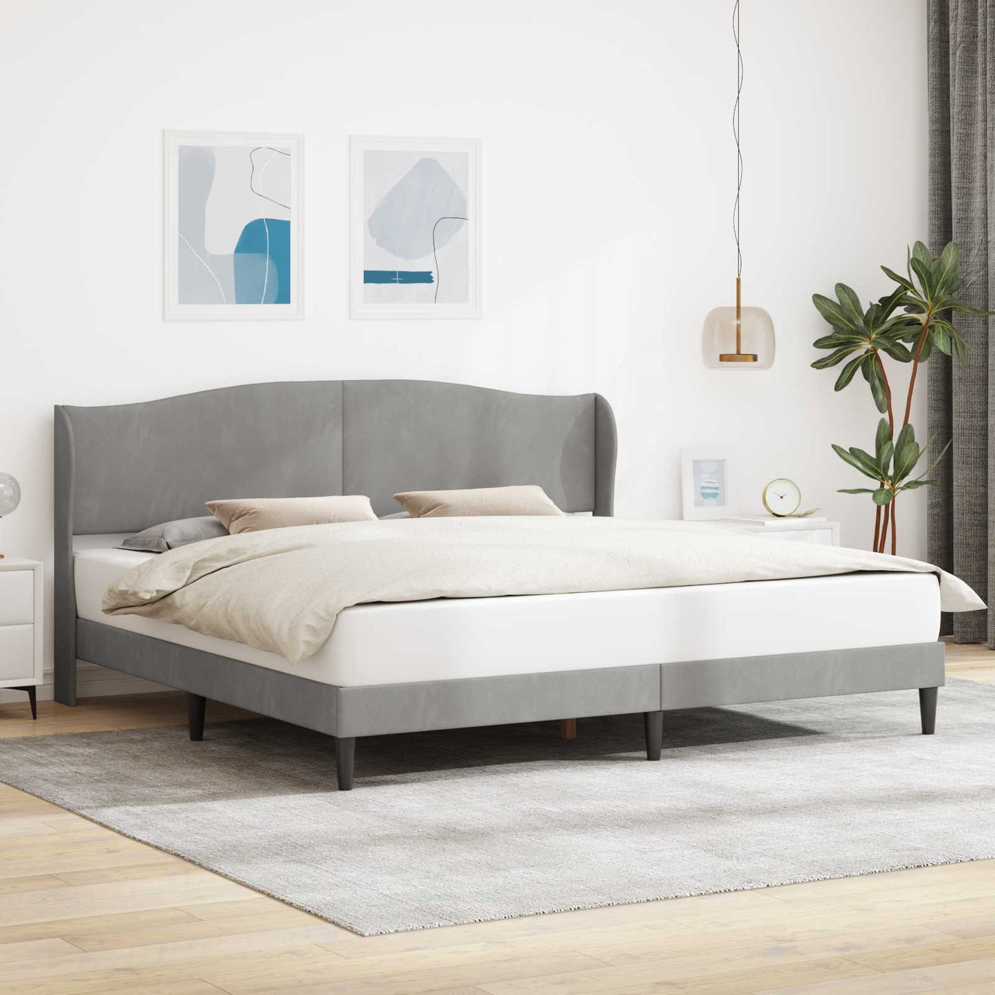 vidaXL Σκελετός Κρεβατιού Ανοιχτό γκρι 180 x 200 cm Βελούδο
