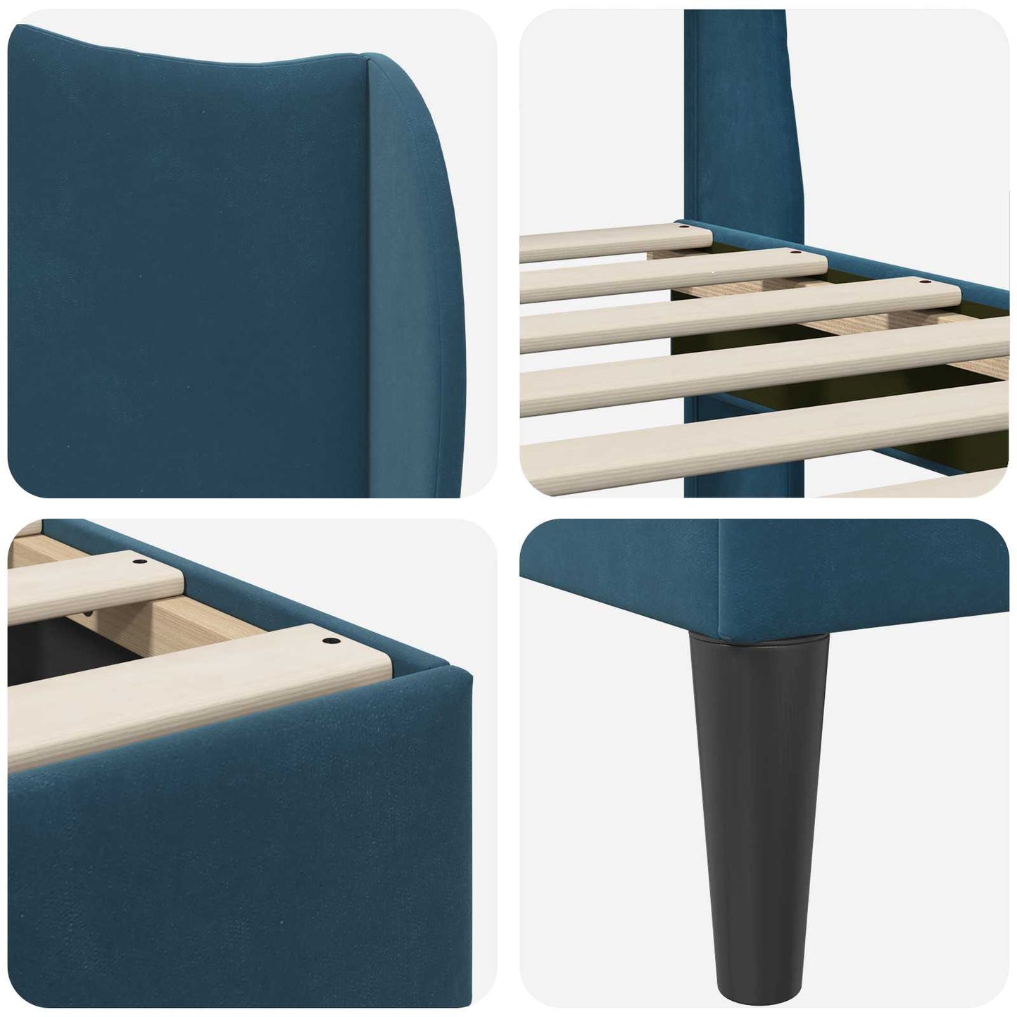 vidaXL Σκελετός Κρεβατιού με κεφαλάρι Μπλε 180 x 200 cm Βελούδο