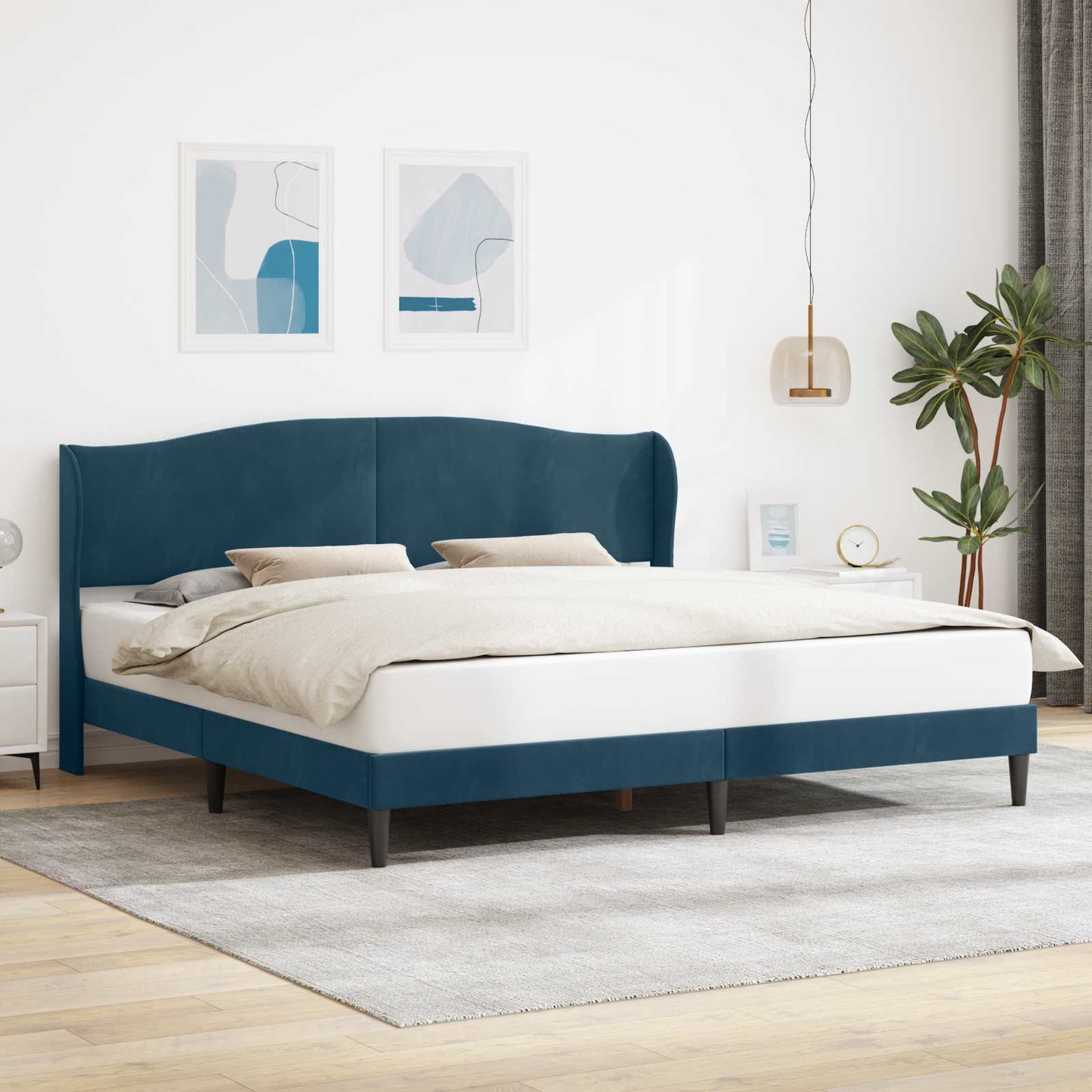 vidaXL Σκελετός Κρεβατιού με κεφαλάρι Μπλε 180 x 200 cm Βελούδο