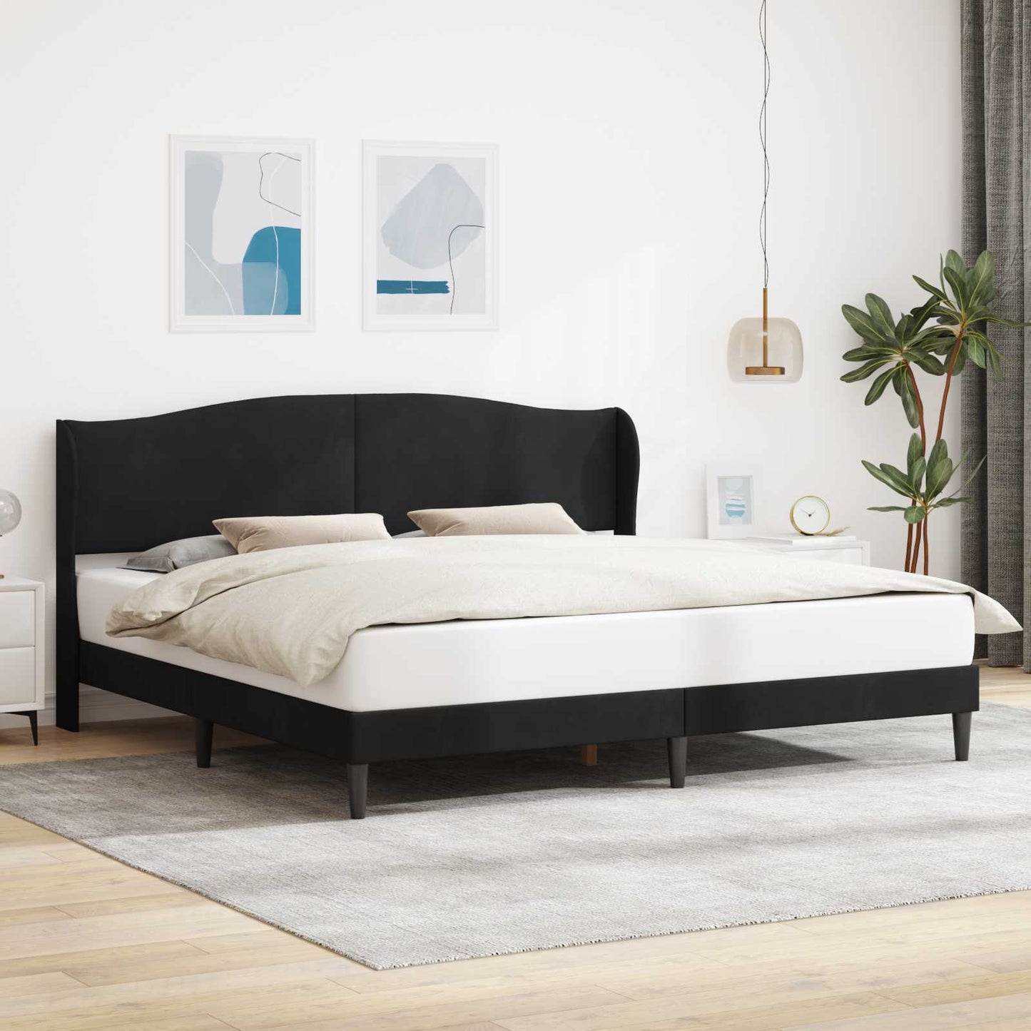 vidaXL Σκελετός Κρεβατιού με κεφαλάρι Μαύρο 200 x 200 cm Βελούδο