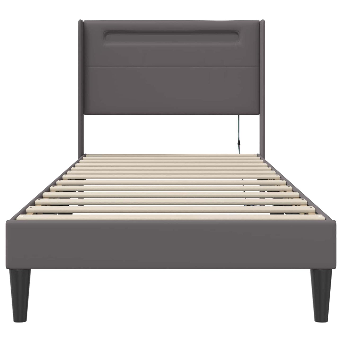vidaXL Σκελετός Κρεβατιού με κεφαλάρι Γκρι 90 x 200 cm Τεχνητό Δέρμα