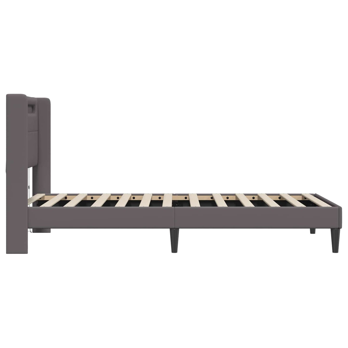 vidaXL Σκελετός Κρεβατιού με κεφαλάρι Γκρι 90 x 200 cm Τεχνητό Δέρμα