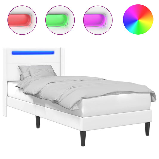 vidaXL Σκελετός Κρεβατιού με κεφαλάρι Λευκό 90 x 200 cm Τεχνητό Δέρμα