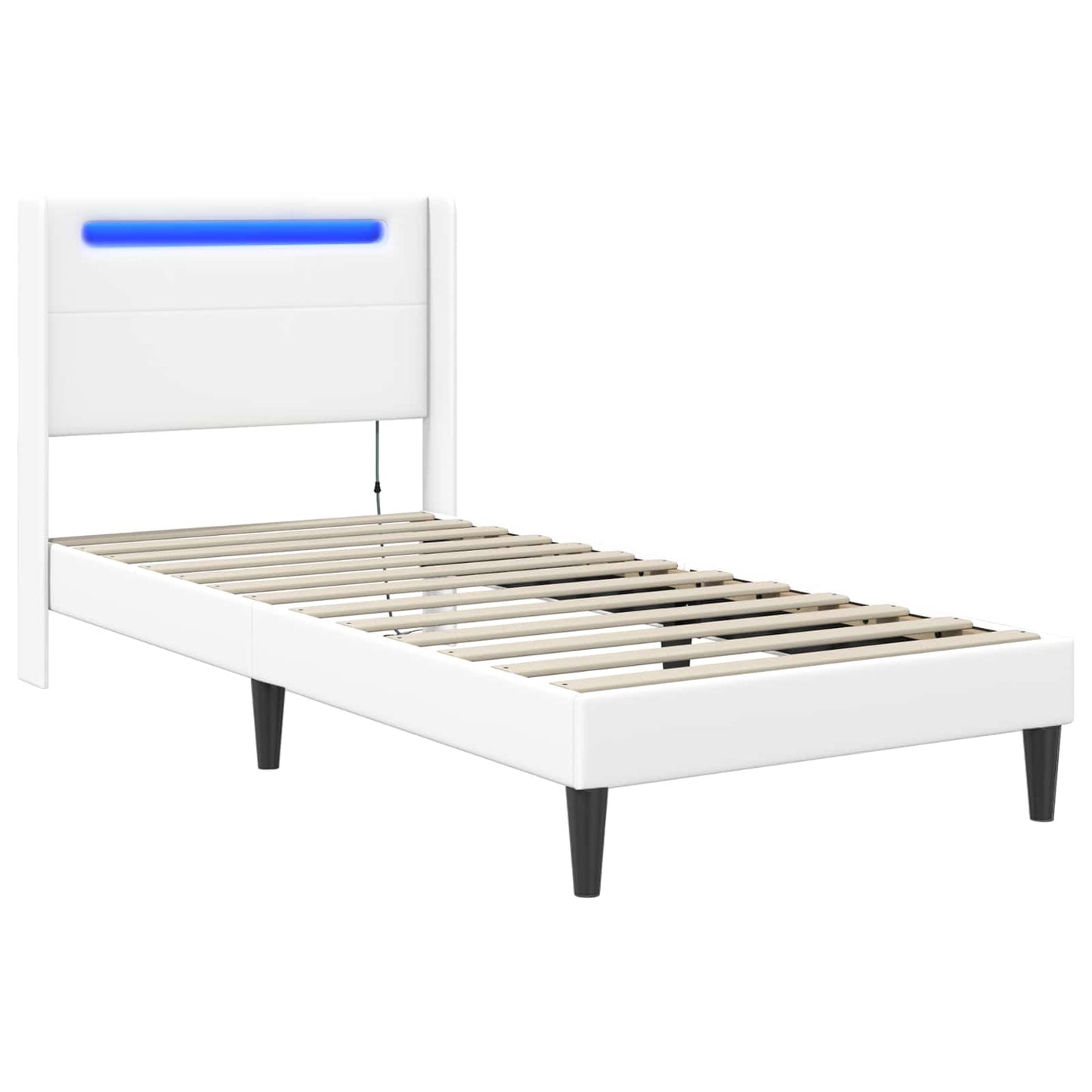 vidaXL Σκελετός Κρεβατιού με κεφαλάρι Λευκό 90 x 200 cm Τεχνητό Δέρμα