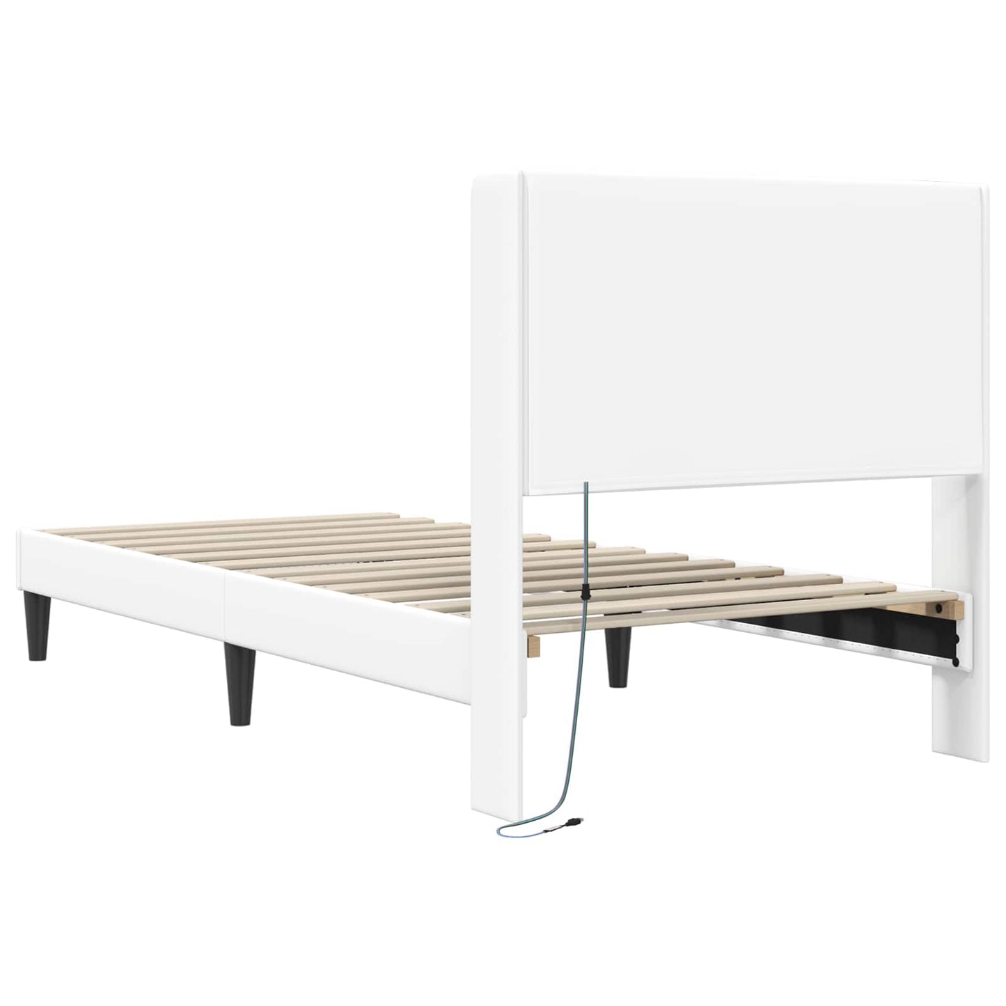 vidaXL Σκελετός Κρεβατιού με κεφαλάρι Λευκό 90 x 200 cm Τεχνητό Δέρμα