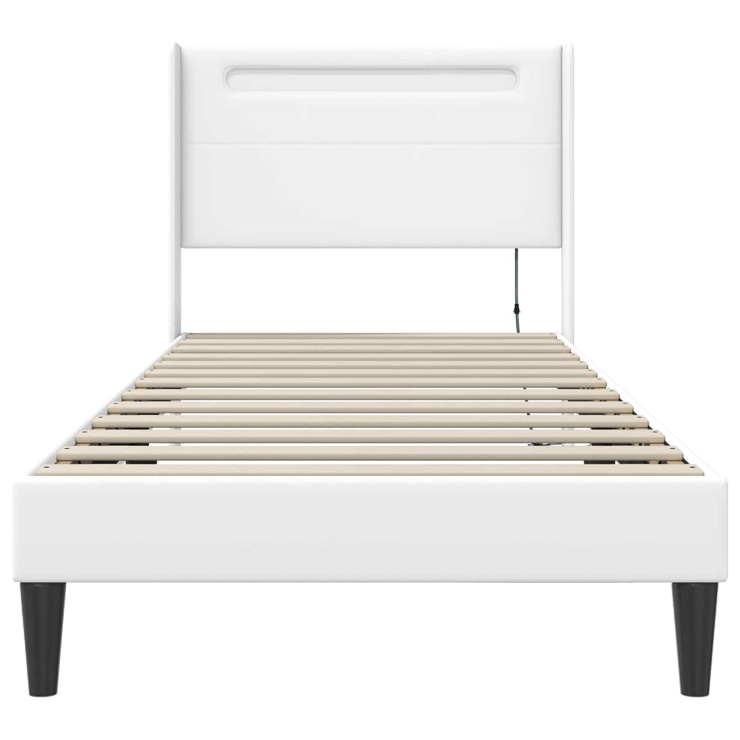 vidaXL Σκελετός Κρεβατιού με κεφαλάρι Λευκό 90 x 200 cm Τεχνητό Δέρμα