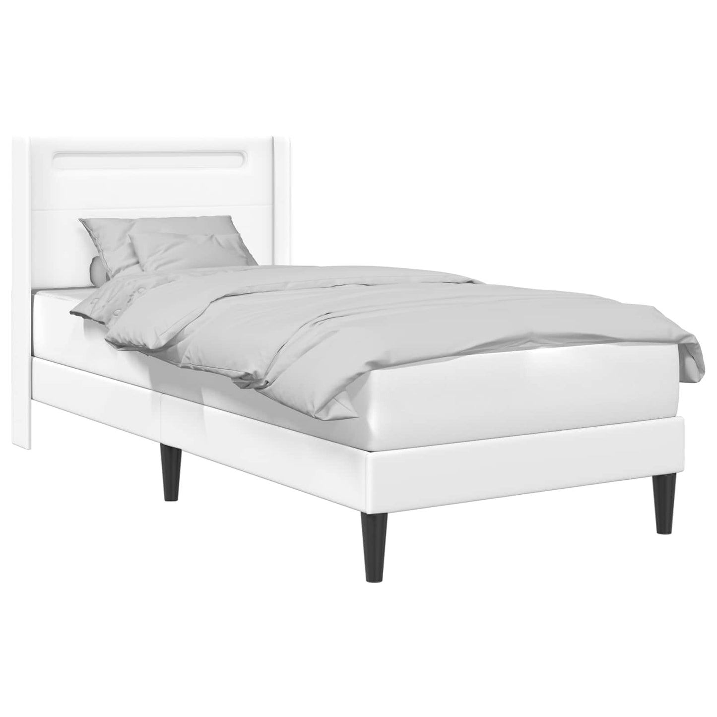 vidaXL Σκελετός Κρεβατιού με κεφαλάρι Λευκό 90 x 200 cm Τεχνητό Δέρμα