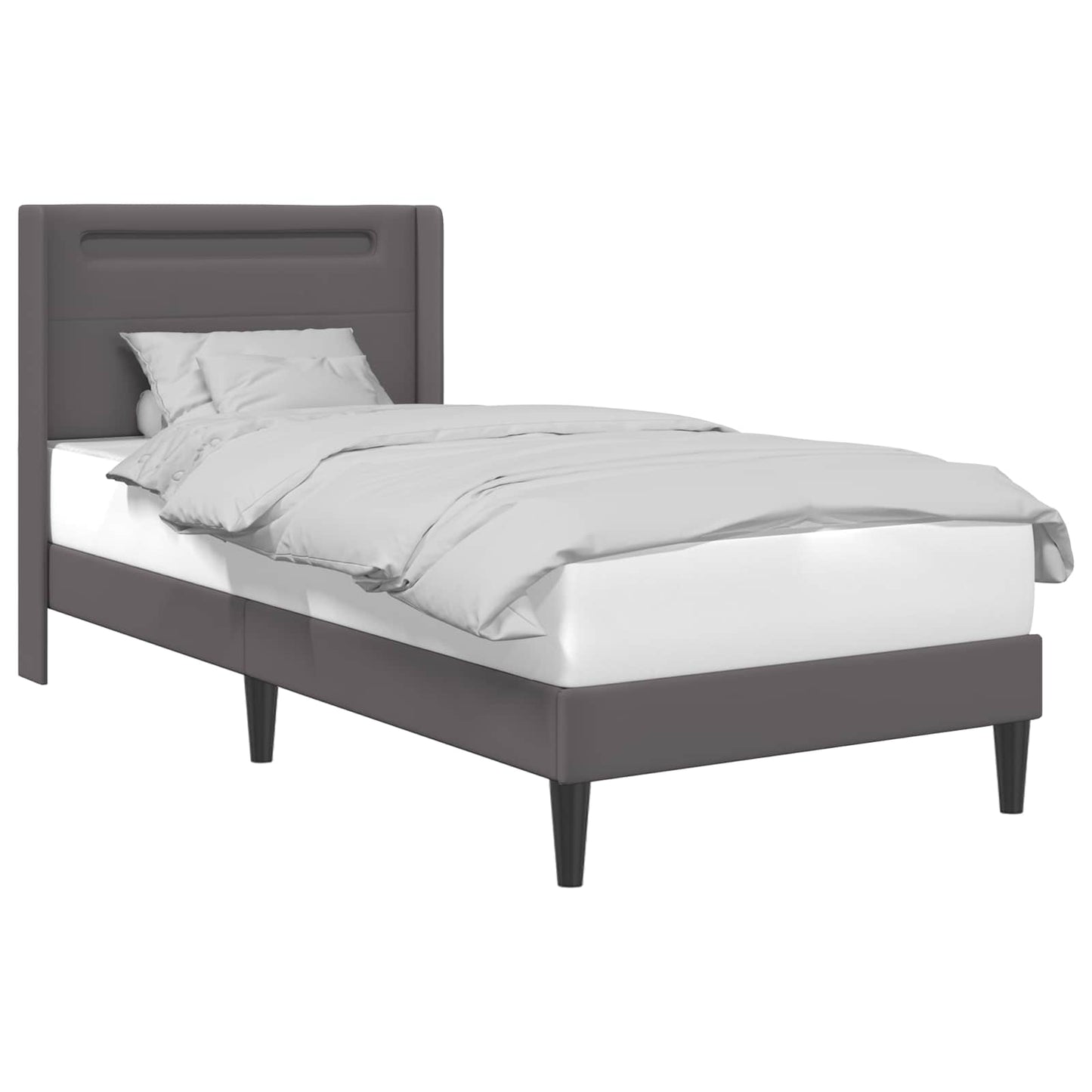 vidaXL Σκελετός Κρεβατιού με κεφαλάρι Γκρι 100 x 200 cm Τεχνητό Δέρμα
