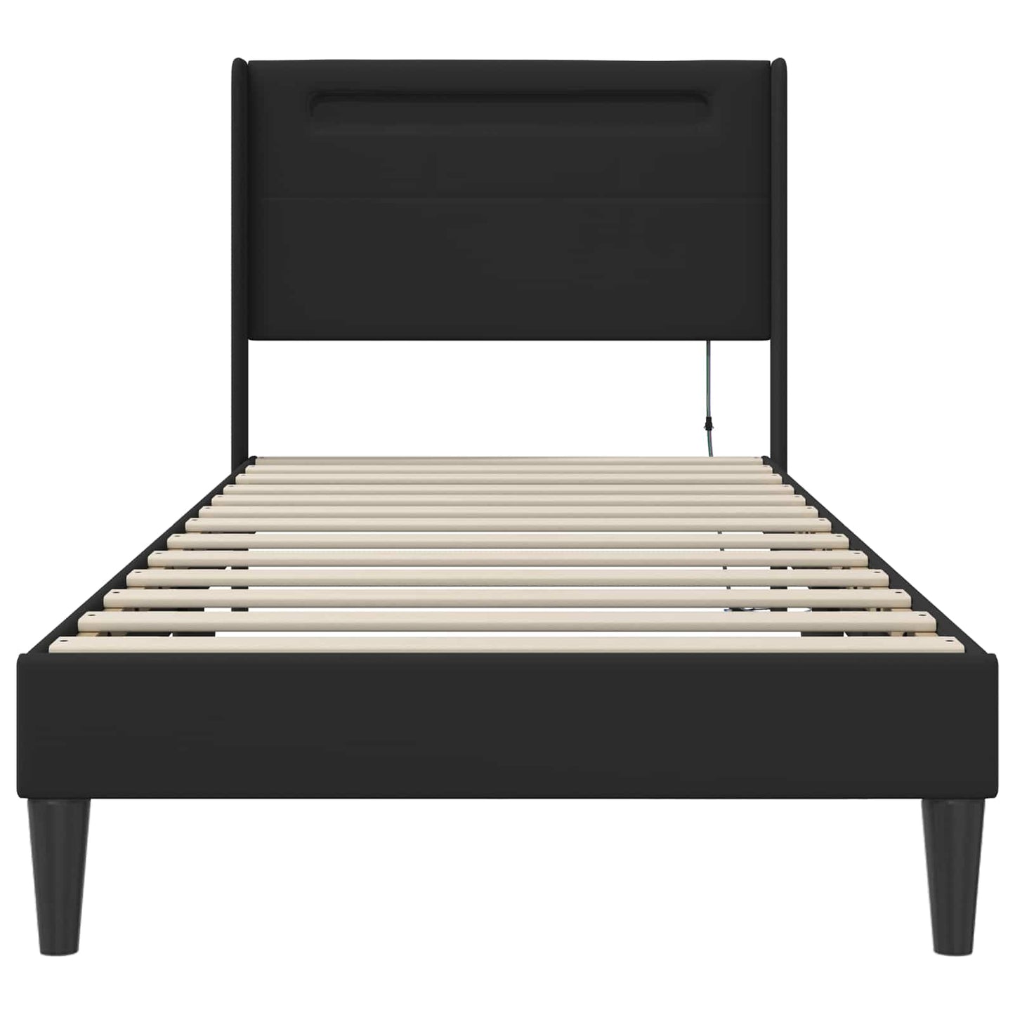 vidaXL Σκελετός Κρεβατιού με κεφαλάρι Μαύρο 100 x 200 cm Τεχνητό Δέρμα