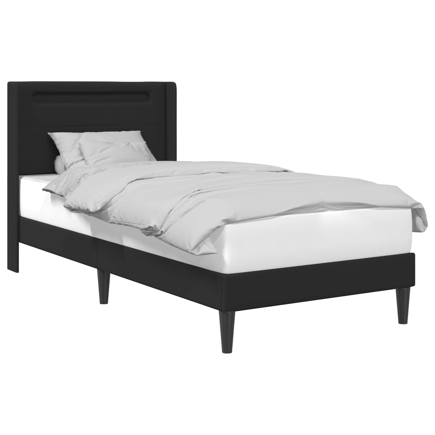 vidaXL Σκελετός Κρεβατιού με κεφαλάρι Μαύρο 100 x 200 cm Τεχνητό Δέρμα