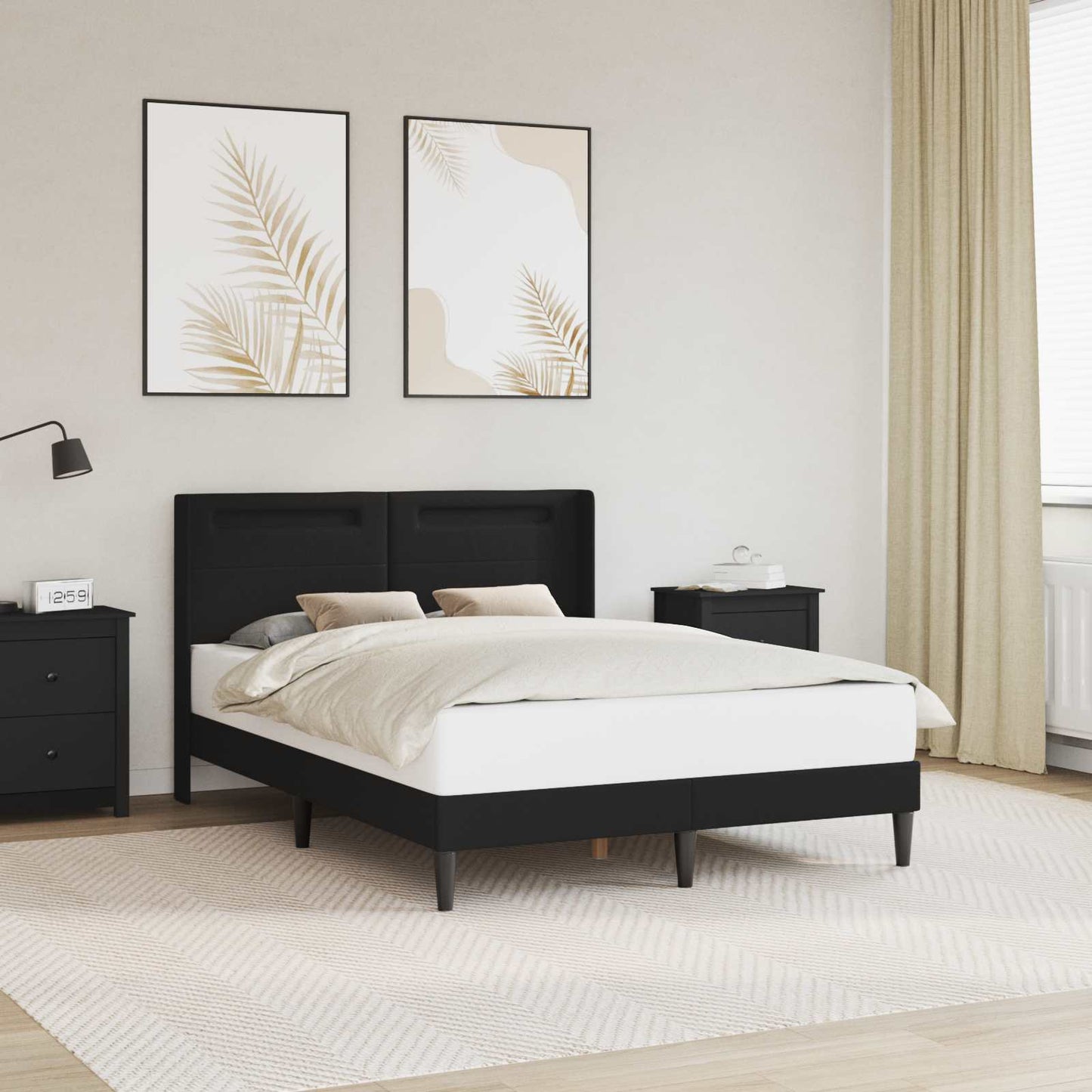 vidaXL Σκελετός Κρεβατιού με κεφαλάρι Μαύρο 120 x 200 cm Τεχνητό Δέρμα