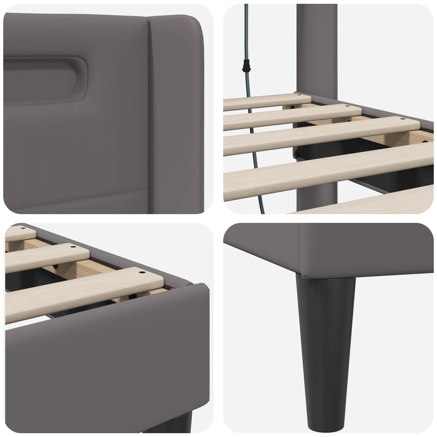 vidaXL Σκελετός Κρεβατιού με κεφαλάρι Γκρι 140 x 190 cm Τεχνητό Δέρμα