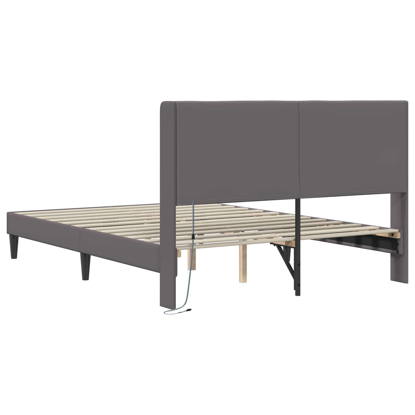 vidaXL Σκελετός Κρεβατιού με κεφαλάρι Γκρι 140 x 190 cm Τεχνητό Δέρμα