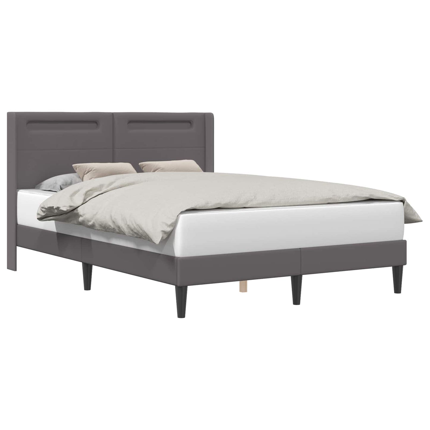 vidaXL Σκελετός Κρεβατιού με κεφαλάρι Γκρι 140 x 190 cm Τεχνητό Δέρμα