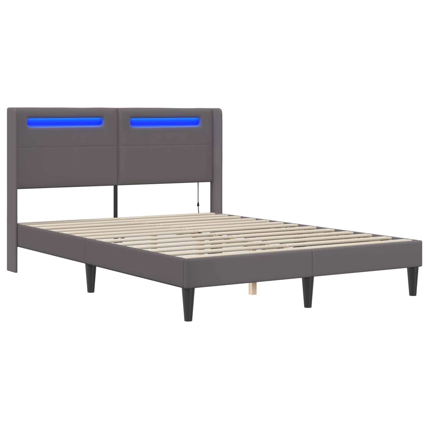 vidaXL Σκελετός Κρεβατιού με κεφαλάρι Γκρι 140 x 200 cm Τεχνητό Δέρμα