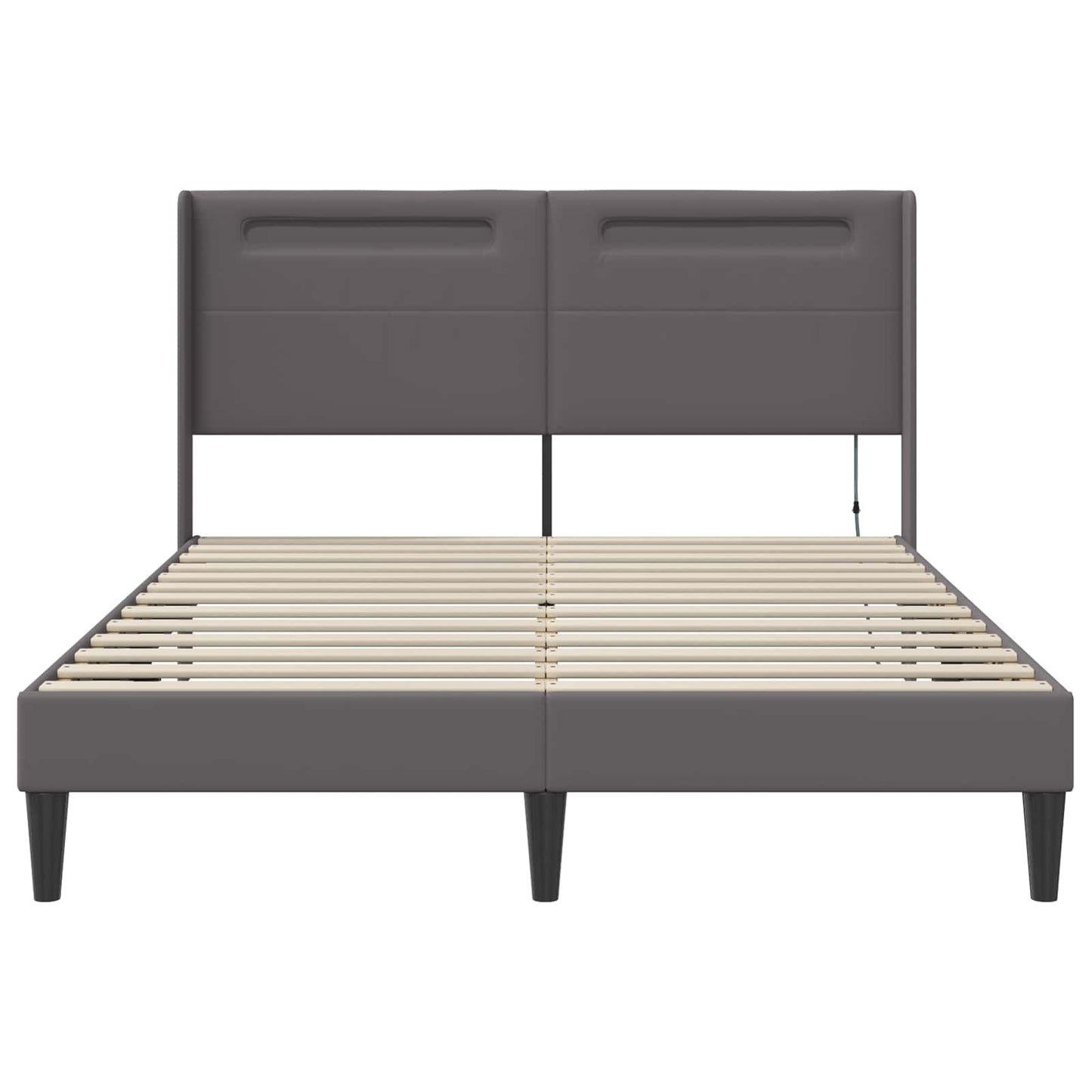 vidaXL Σκελετός Κρεβατιού με κεφαλάρι Γκρι 140 x 200 cm Τεχνητό Δέρμα