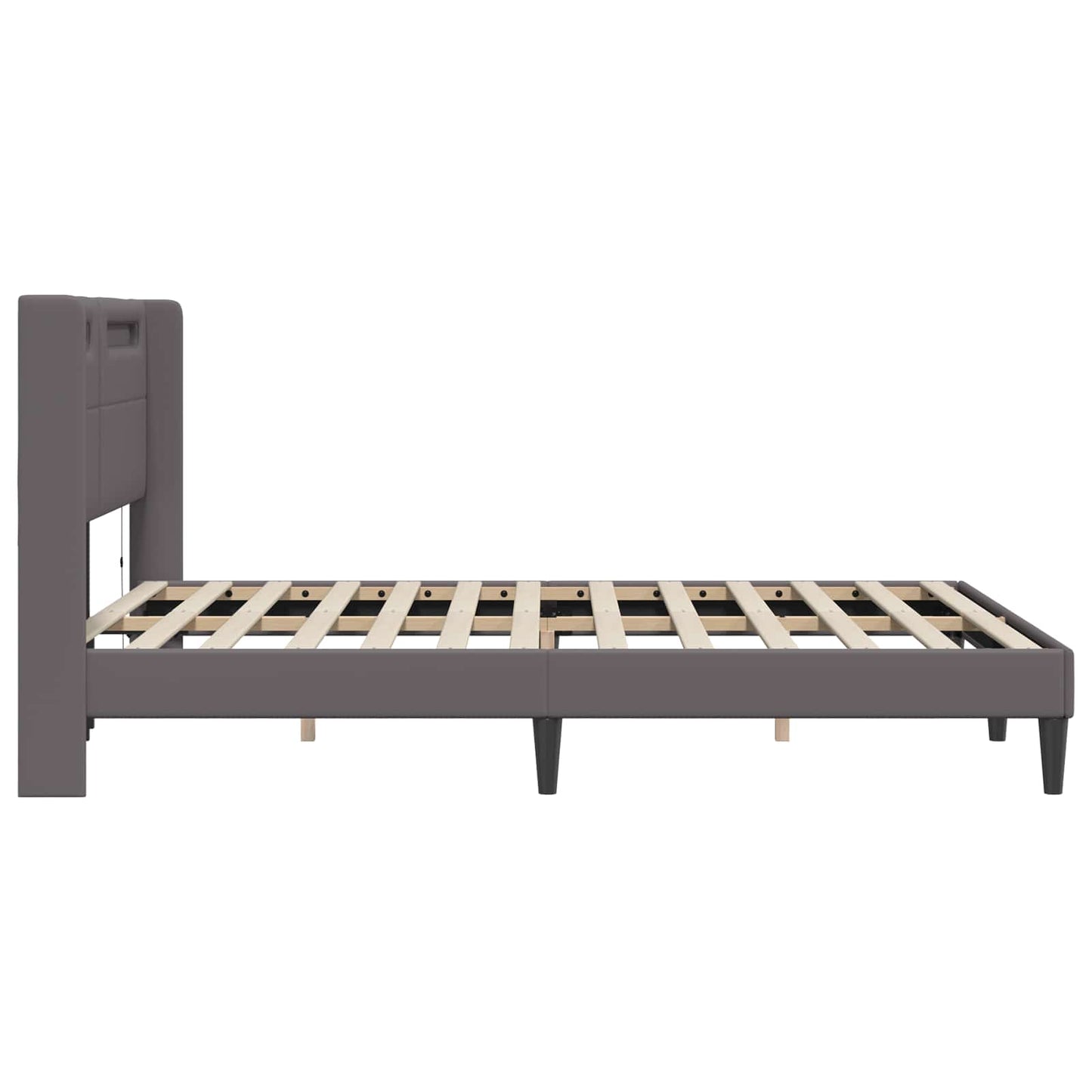 vidaXL Σκελετός Κρεβατιού με κεφαλάρι Γκρι 140 x 200 cm Τεχνητό Δέρμα