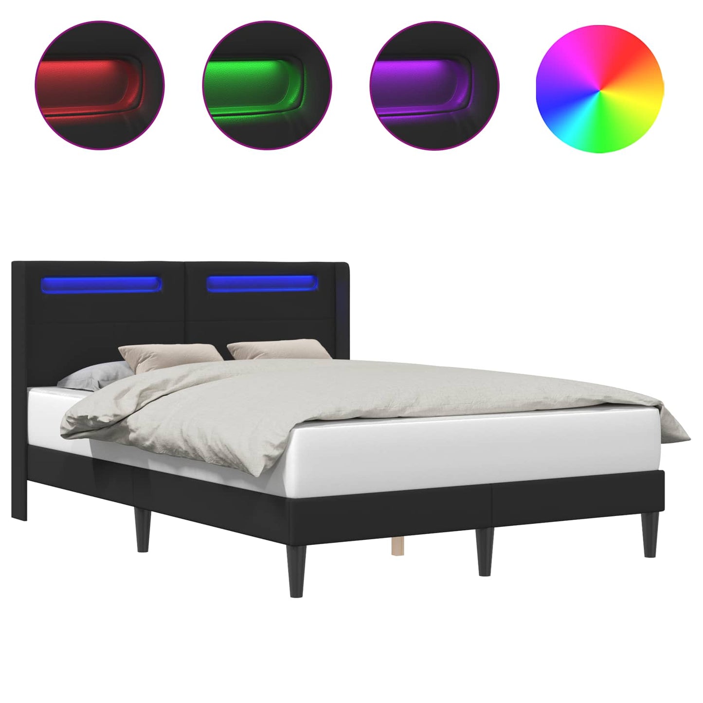 vidaXL Σκελετός Κρεβατιού με κεφαλάρι Μαύρο 140 x 200 cm Τεχνητό Δέρμα