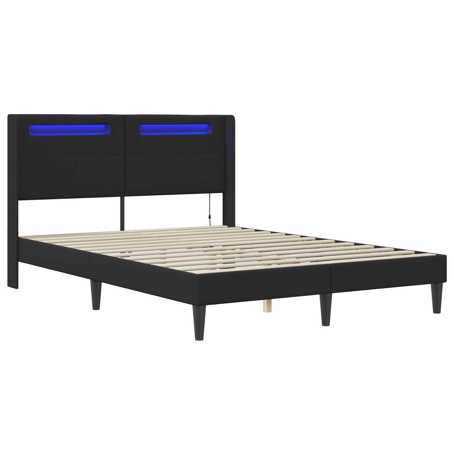 vidaXL Σκελετός Κρεβατιού με κεφαλάρι Μαύρο 140 x 200 cm Τεχνητό Δέρμα