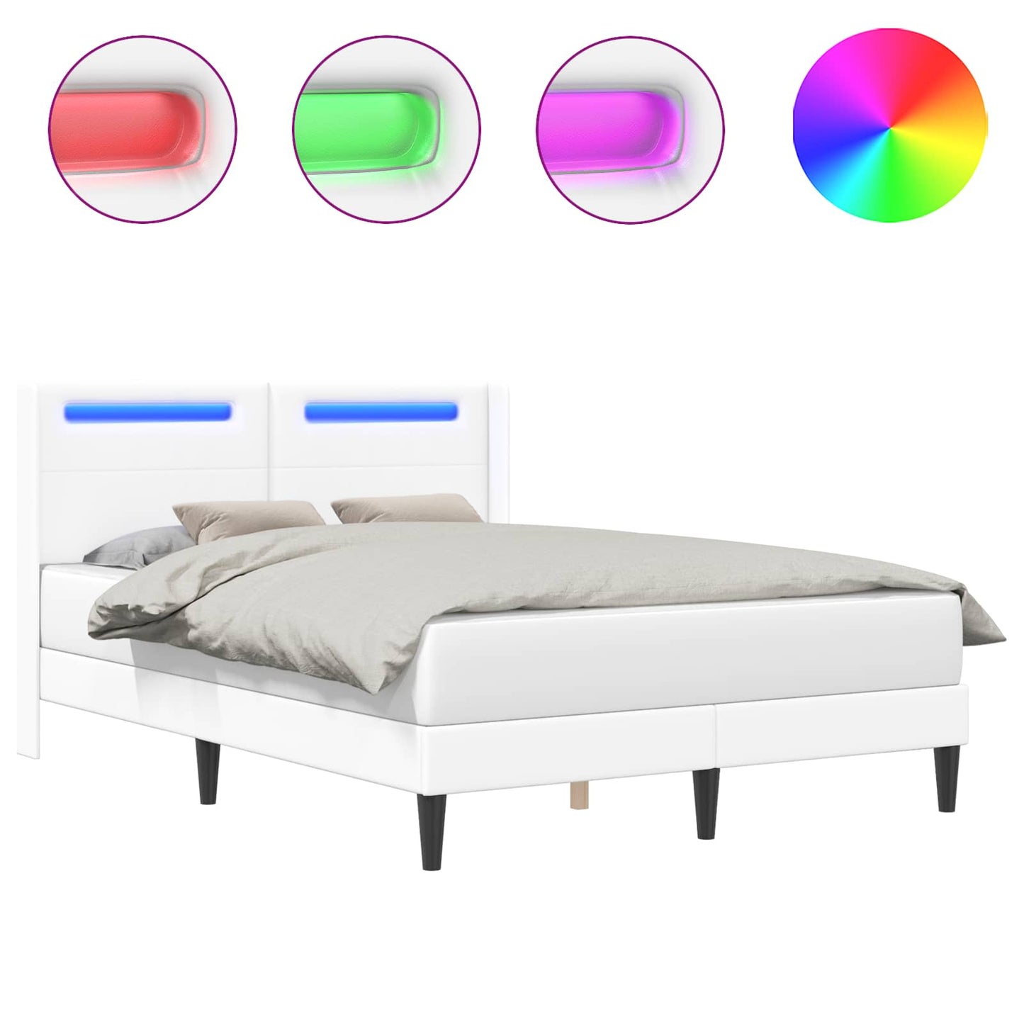 vidaXL Σκελετός Κρεβατιού με κεφαλάρι Λευκό 140 x 200 cm Τεχνητό Δέρμα