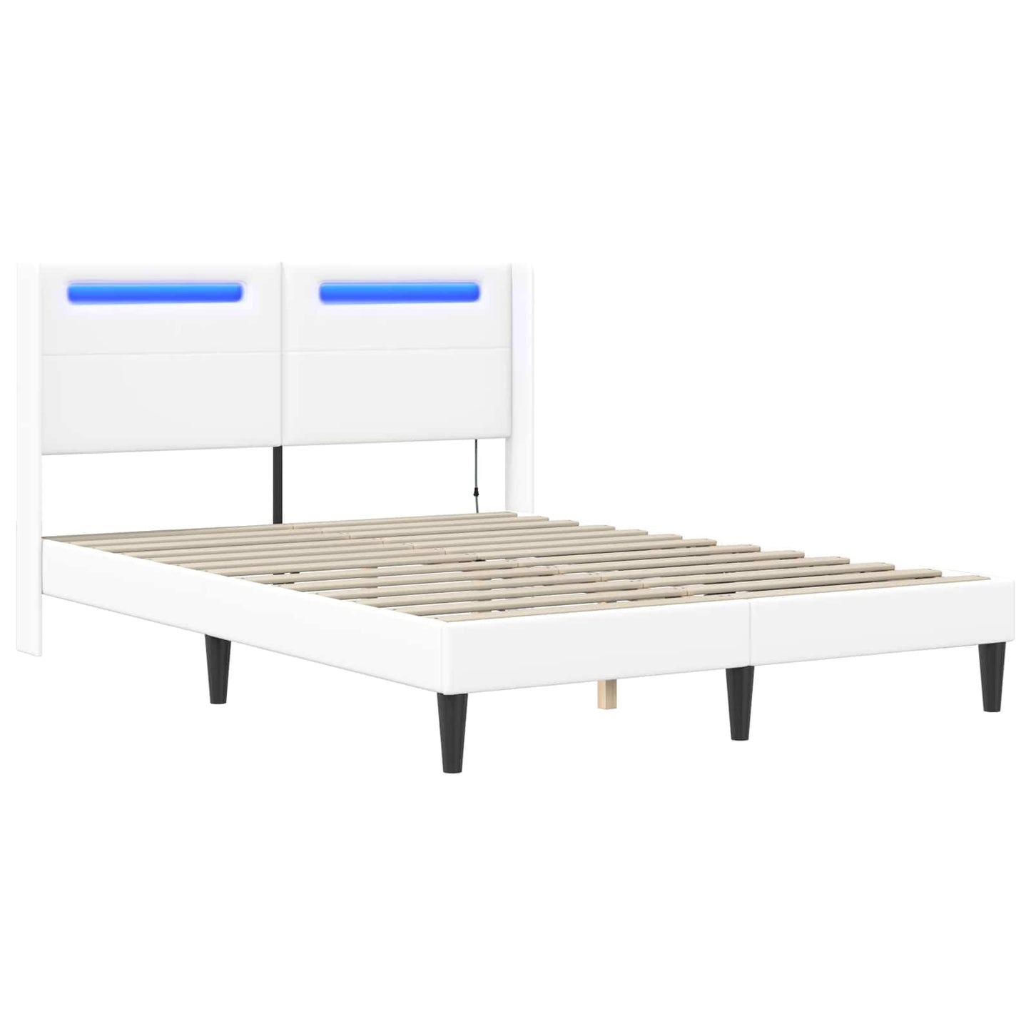 vidaXL Σκελετός Κρεβατιού με κεφαλάρι Λευκό 140 x 200 cm Τεχνητό Δέρμα