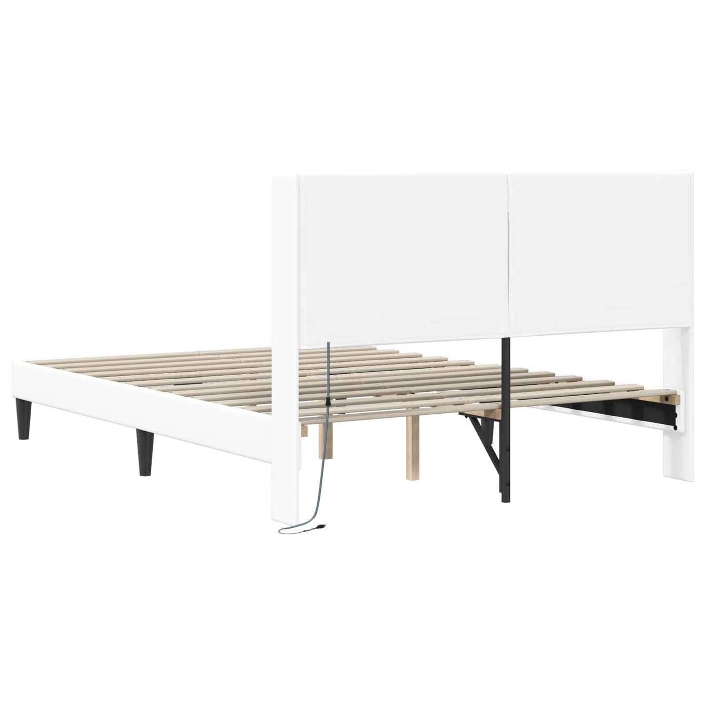 vidaXL Σκελετός Κρεβατιού με κεφαλάρι Λευκό 140 x 200 cm Τεχνητό Δέρμα