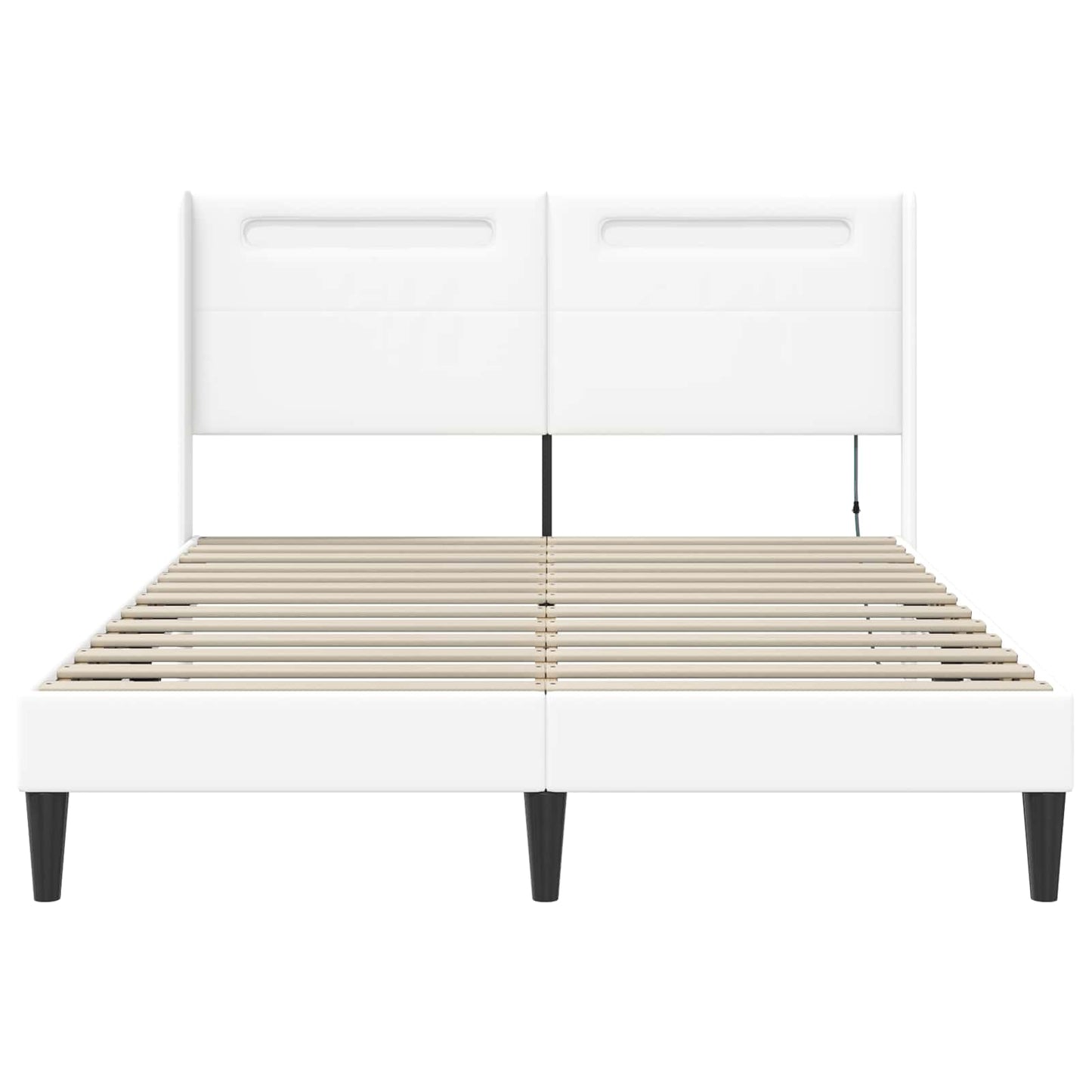 vidaXL Σκελετός Κρεβατιού με κεφαλάρι Λευκό 140 x 200 cm Τεχνητό Δέρμα